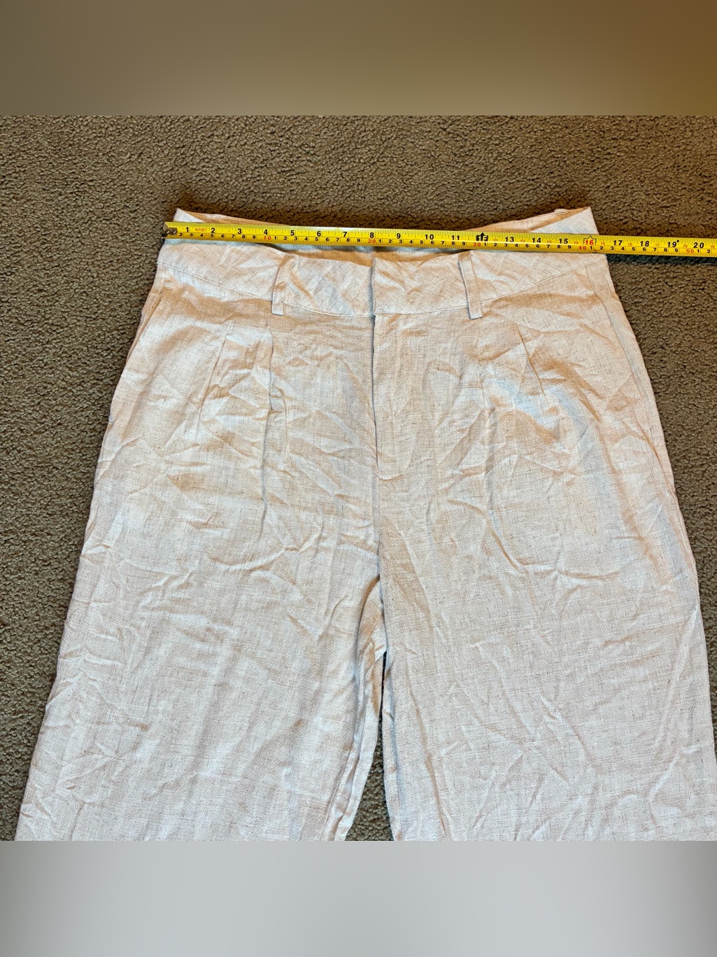 Thread Supply Nwt Wide Leg Trousers Cream Linen Blend Lightweight Dress Pants L — image 3 of 8